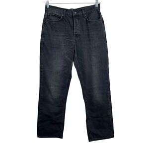 Topman Men Jeans Straight Leg Button Fly Denim 5 Pocket Black Wash Size W32 L32*